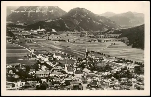 Ansichtskarte Wörgl Fliegeraufnahme mit Ortsansicht und Bergen 1942