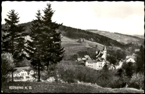 Ansichtskarte Stössing Dorfansicht mit Kirche 1950