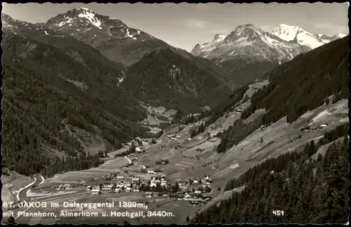 St. Jakob in Defereggen St.   mit Pfannhorn, Almerhorn und Hochgall 1955