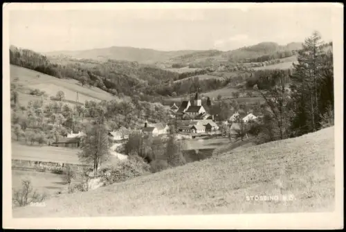 Ansichtskarte Stössing Ortsansicht mit Pfarrkirche 1950