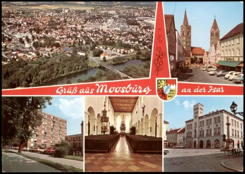 Moosburg a.d.Isar Mehrbildkarte Ortsansichten u.a. Luftaufnahme 1980