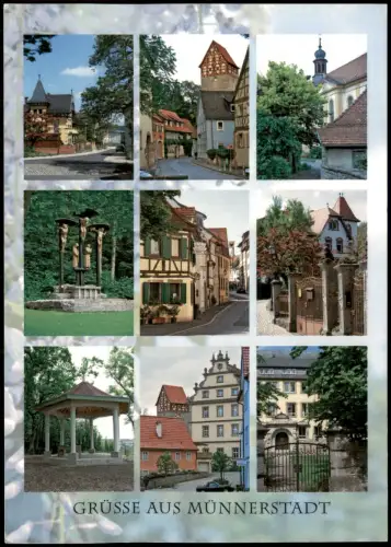Münnerstadt Mehrbildkarte mit 9 Gebäude-/Straßen-Ansichten 2000