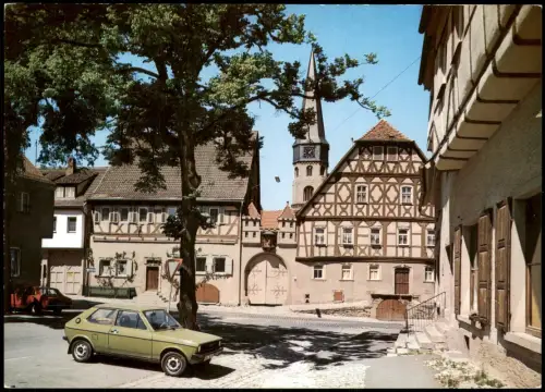 Münnerstadt (Blick vom Anger, Auto Volkswagen VW Golf od. Polo 1970