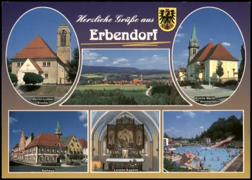 Erbendorf (Lk Tirschenreut) Mehrbild-AK u.a. Loretto-Kapelle Martin-Luther-Kirche Rathaus 2000