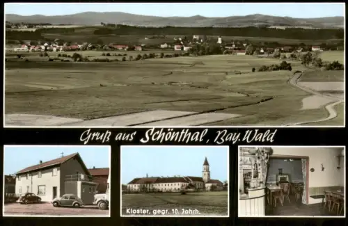 .Bayern Gruß aus Schönthal, Bay. Wald  Pension Café Steindl Friseursalon 1955