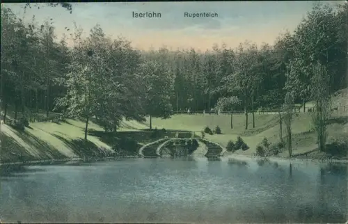 Ansichtskarte Iserlohn Rupenteich - colorierte AK 1914