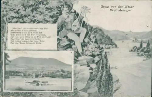 Ansichtskarte Wehrden Weser-Beverungen Stadt Sänger am Weserhang 1918