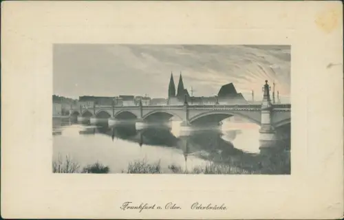 Ansichtskarte Frankfurt (Oder) Oderbrücke Stimmungsbild 1915 Passepartout