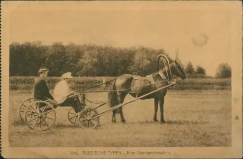 Postcard .Russland RUSSISCHE TYPEN - Eine Überlanddroschke 1917