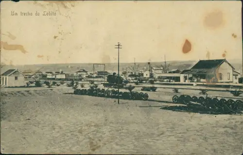Postcard Lobito Hafen Kanonen Bahnhof 1915  Angola