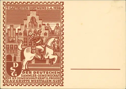 Dortmund Künstlerkarte Deutsche Sammlergemeinschaft Dortmund 1938