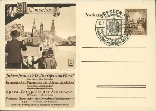 Ansichtskarte Dresden Maler Altstadt Jahresschau Sachsen am Werk 1938