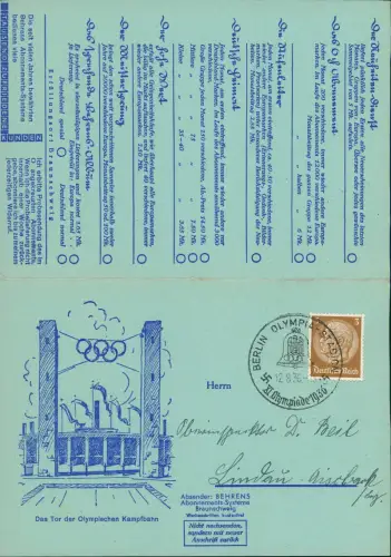 Ansichtskarte Berlin Bestellkarte - Olympia Kampfbahn 1936