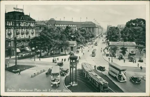 Tiergarten-Berlin Potsdamer Platz mit Leipziger Straße. Uhr 1935