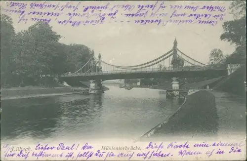 Ansichtskarte Lübeck Mühlentorbrücke 1906