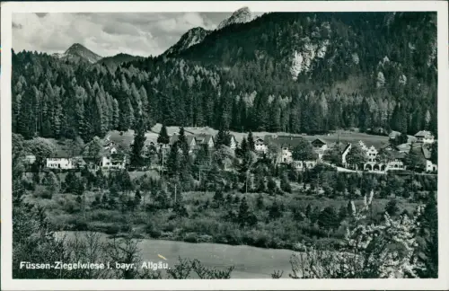 Ansichtskarte Füssen Ziegelwiese Allgäu. 1937