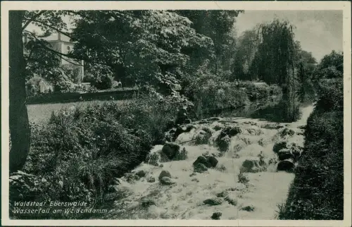 Ansichtskarte Eberswalde Wasserfall am Weidendamm 1934