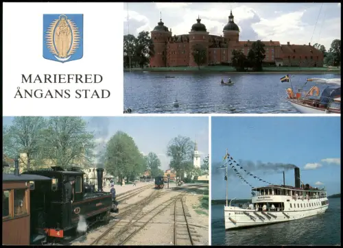 Ansichtskarte  MARIEFREDÅNGANS STAD Dampflokomotive Dampfer 3 Bild 1988