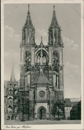 Ansichtskarte Meißen Dom, Westfassade 1946