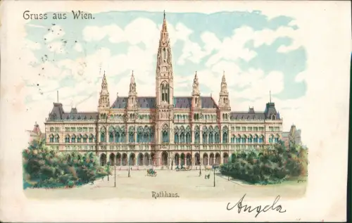 Ansichtskarte Wien Rathaus Lithografie 1900