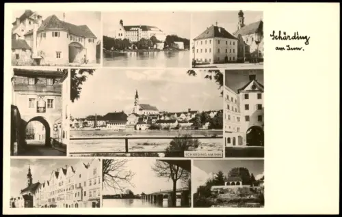 Ansichtskarte Schärding Mehrbildkarte mit Stadtansichten 1955