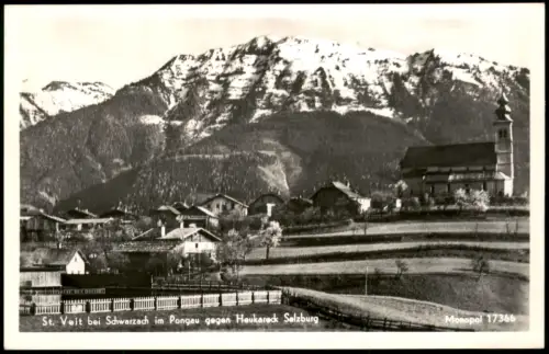 St. Veit im Pongau Ortsansicht mit Pfarrkirche und Gebirgspanorama 1957