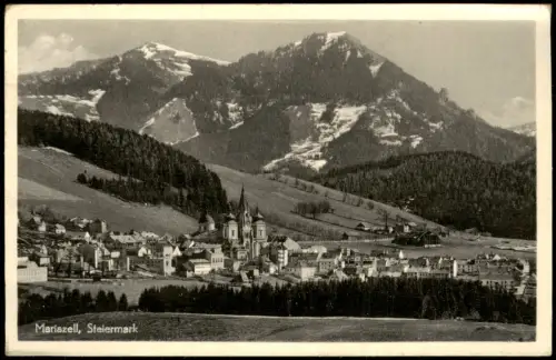 Ansichtskarte Mariazell Ortsansicht mit Basilika 1952