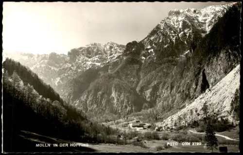 Ansichtskarte Molln Alpines Gebirgstal mit schneebedeckten Bergen 1950
