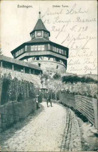 Ansichtskarte Esslingen Dicker Turm. 1914