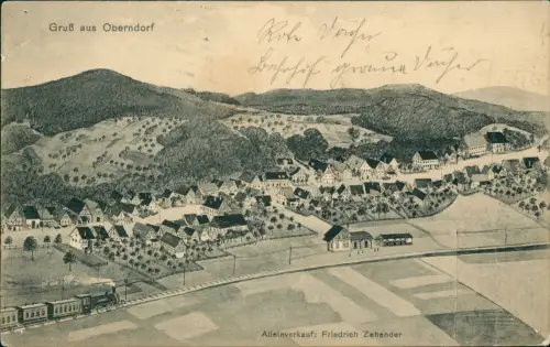 Ansichtskarte Oberndorf Stadt Dampflok Bahnhof 1909