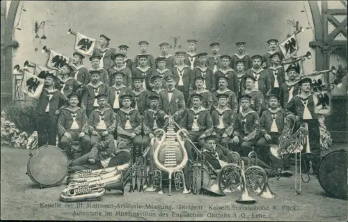 Lehe-Bremerhaven Kapelle der Ilt. Matrosen- Abteilung im englischen Garten 1909