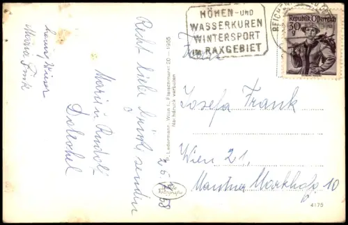 Ansichtskarte Reichenau an der Rax Bergstation der Raxbahn 1955
