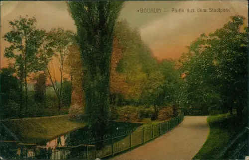 Ansichtskarte Bochum Partie aus dem Stadtpark 1912