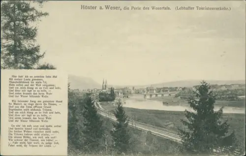 Ansichtskarte Höxter (Weser) Bahnstrecke zur Stadt 1916