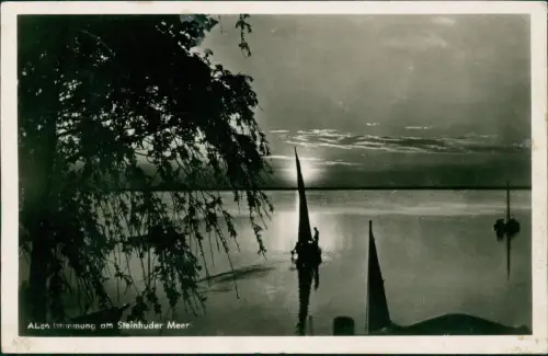 Ansichtskarte .Niedersachsen Steinhuder Meer Abendstimmung 1955