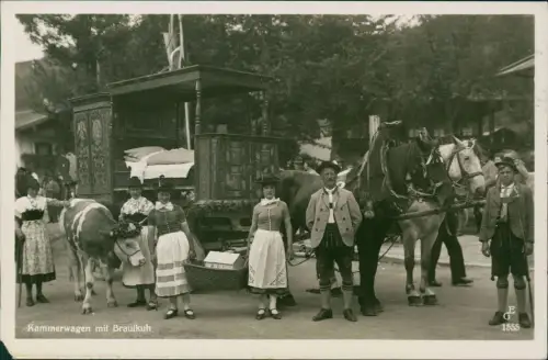 Ansichtskarte Tegernsee (Stadt) Kammerwagen mit Brautkuh 1941