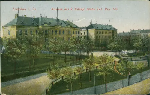 Ansichtskarte Zwickau Kaserne des 9. Königl. Sächs. Inf. Reg. 133 1920