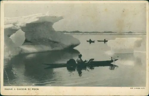 Grönland Greenland Grönland Greenland KAJAK A CACCIA DI FOCA Artica 1928