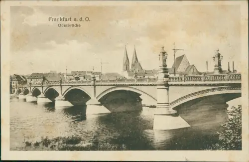 Ansichtskarte Frankfurt (Oder) Blick auf Stadt und Oderbrücke 1928