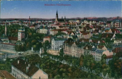 Ansichtskarte Haidhausen-München Stadtblick 1914
