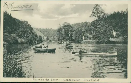 Rentzschmühle Partie an der Elster Gondelstation Rentzschmühle 1914