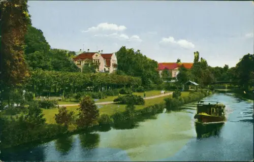 Ansichtskarte Bad Kissingen Saalepartie Motorschiff - Stadtvillen 1914
