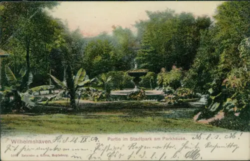 Ansichtskarte Wilhelmshaven Partie im Stadtpark am Parkhause. 1904