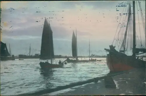 Ansichtskarte Hamburg An der Wasserkante. Schiffe Stimmungsbild 1907