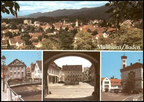 Müllheim (Baden) MB mit Gesamtansicht Klemmbach, Marktplatz, Verkehrsamt 1975