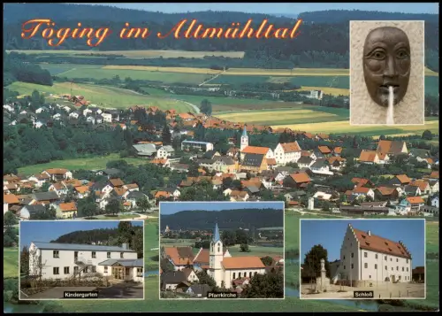 Ansichtskarte Töging am Inn Luftbild mit 4 Stadtansichten 1996