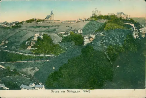 Ansichtskarte Nideggen (Eifel) Stadtblick colorierte AK 1909