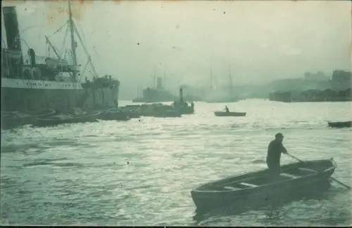 Ansichtskarte Hamburg Hafen Stimmungsbild Dampfer 1904