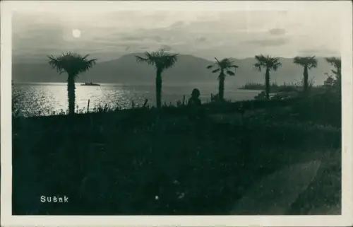 Susak-Rijeka Sušak Fiume/Reka Stimmungsbild Sonnenuntergang Palmen 1939