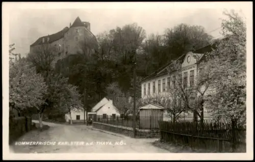 Karlstein an der Thaya Ortsansicht mit Schloss und Bundeslehranstalt 1951